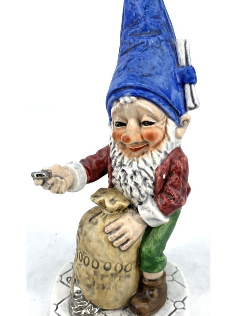 Goebel Co Boy Gnome Figurine Well 513 Utz The Banker 8" Porcelain Vintage